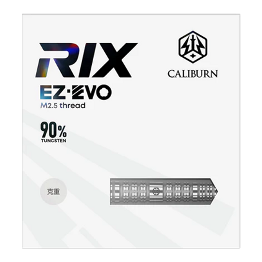 Auf dem Bild sieht man die Caliburn Rix EZ-EVO R4 Steeldarts. Diese Steeldarts sind speziell für Dartspieler entwickelt.