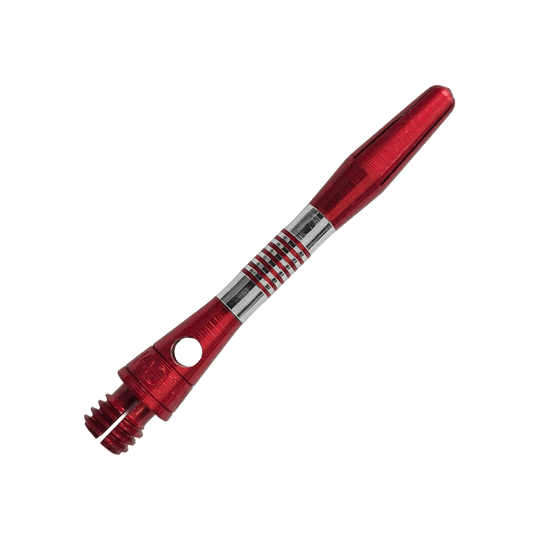 Bulls NL Cetra Aluminum Shafts - Red Gezeigt werden rote BullsNL Cetra Aluminium Shafts mit einer Länge von 34 mm. Das Produkt ist für das Dartspiel gedacht.