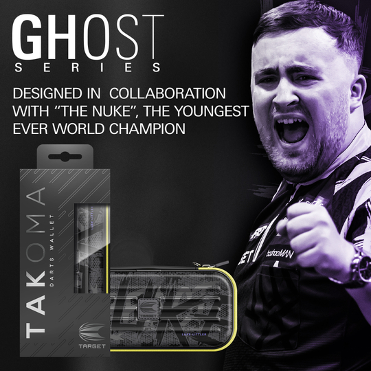 Takoma Ghost Series Luke Littler dart case Das Bild zeigt das Takoma Ghost Series Luke Littler Dartcase. Dies ist ein spezielles Dartcase für Luke Littler Fans.