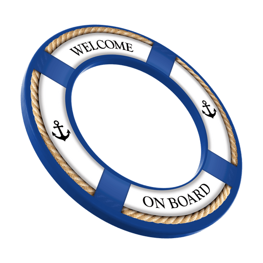 McDart On Board Dartboard Surround - With Custom Text Zu sehen ist das Produkt MSF-G1 McDart OnBoard Dartboard Surround Blau. Dies könnte ein Blendschutzring für eine Dartscheibe in blauer Farbe sein.