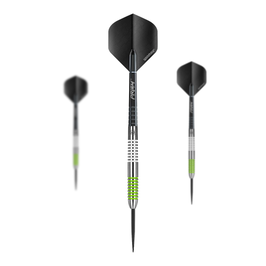 Winmau Ton Machine steel darts Die Winmau Ton Machine Steeldarts als Set sind zu sehen. Dieses Produkt enthält mehrere Dartpfeile für das Spiel.