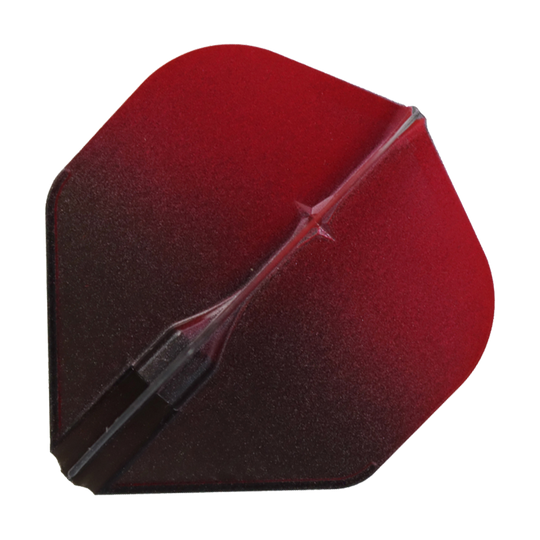 L-Style Two-Tone L1EZ Flights Das Bild zeigt ein Dart-Flight in den Farben Schwarz und Rot. Es hat eine zweifarbige Gestaltung mit einem sanften Farbverlauf von Schwarz zu Rot.