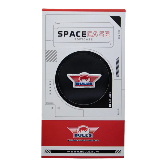 Bulls NL Spacecase Softcase Black-Red Das Bild zeigt das Produkt Bulls NL Spacecase Softcase in Schwarz-Rot. Es handelt sich um ein Softdart-Case für Dartpfeile und Zubehör.