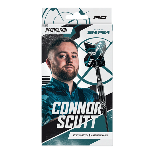 Red Dragon Connor Scutt The Sniper Steeldarts - 22g Gezeigt wird das Produkt Red Dragon Connor Scutt The Sniper Steeldarts - 22g. Die Steeldarts sind robust und perfekt ausbalanciert.