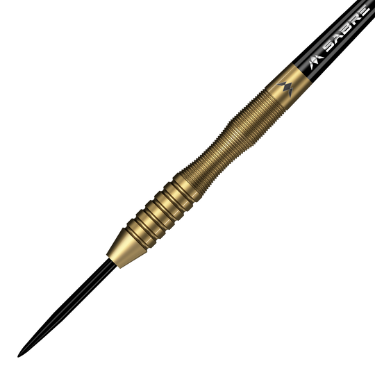 Mission Viktor Tingstrom Gold Steel Darts - 22g Mission Viktor Tingstrom Gold Steeldarts - 22g, das Produkt aus einer anderen Perspektive. Die goldenen Steeldarts sind detailliert abgebildet.
