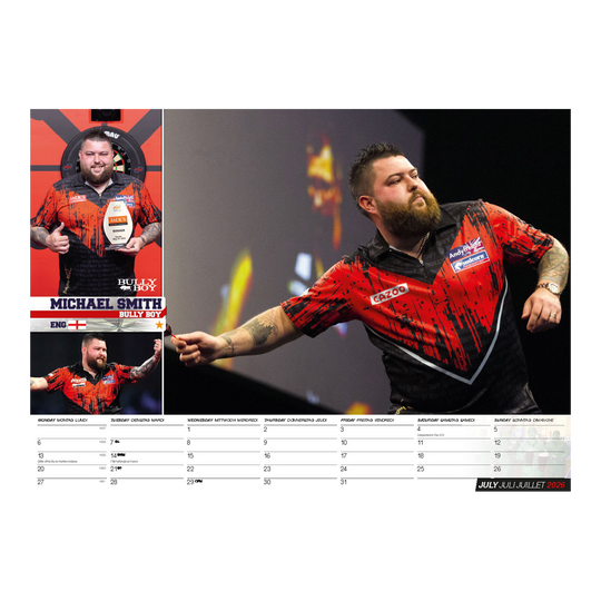 Darts Kalender 2026 Der Darts Kalender 2026 ist auf diesem Bild zu sehen. Es zeigt eine Vorschau des Kalenders für Dart-Fans.