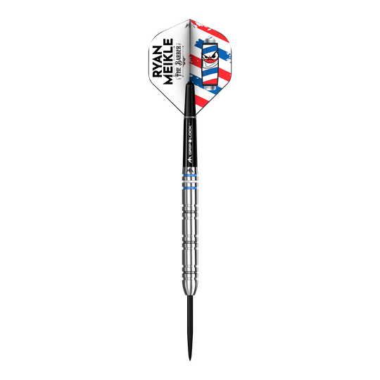 Mission Ryan Meikle The Barber Steeldarts - 23g Mission Ryan Meikle The Barber Steeldarts - 23g Darts sind abgebildet. Das Bild zeigt das Design und die Details dieses Steeldarts.