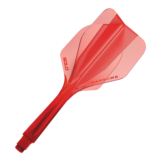 Harrows Solo No6 Flight Shaft System - Red Das Bild zeigt das Harrows Solo No6 Flight-Shaft-System in Rot. Es handelt sich um einen Teil eines Dartpfeils, der zur Verbindung von Shaft und Flight dient.