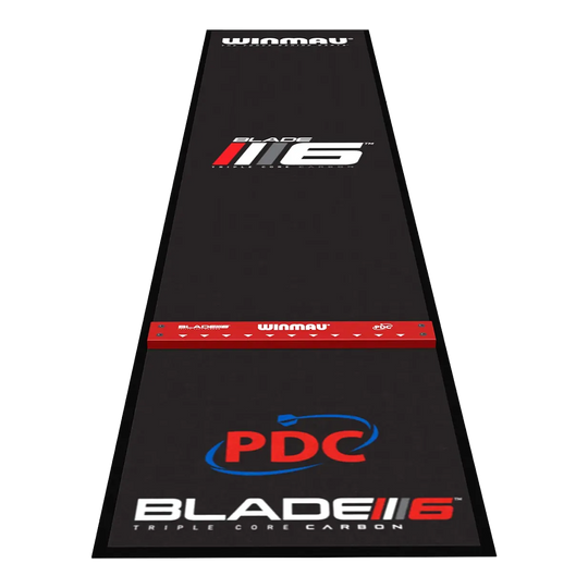 Das Bild zeigt die Winmau Pro Zone Precision Blade 6 Soft Dartmatte. Diese Dartmatte bietet einen optimalen Schutz für den Boden beim Dartspielen.