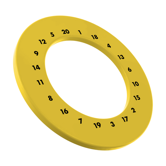HD Numbers Dartboard Surround - Custom Colors Das Bild zeigt einen gelben Dartboard-Zahlensurround in individueller Farbgebung. Die Datei heißt MSF-X6G_HD_Zahlen_Dartboard_Surround_EigeneFarben_Gelb_1.