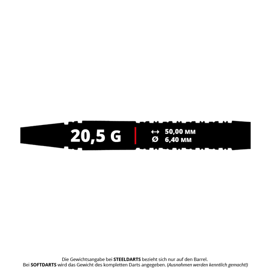 Caliburn Prisma P2 steel darts - 20.5g Zu sehen sind die Caliburn Prisma P2 Steeldarts mit einem Gewicht von 20,5g. Diese Steeldarts eignen sich ideal für professionelle Dartspieler.