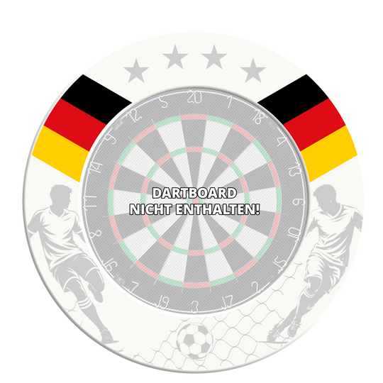 McDart Football Dartboard Surround Hier ist das McDart Fußball Dartboard Surround abgebildet. Es handelt sich um eine Schutzumrandung für ein Dartboard.