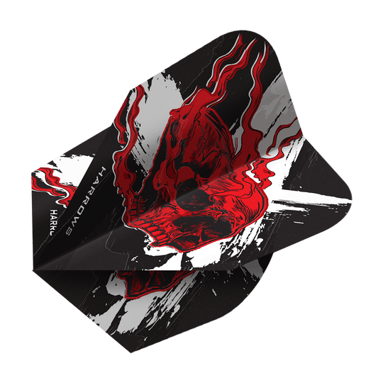 Harrow's Ryan Searle Heavy Metal No6 Flights Hier sehen Sie die Harrows Ryan Searle Heavy Metal No6 Flights. Das Produkt besteht aus robusten Dart-Flights mit auffälligem Motiv.