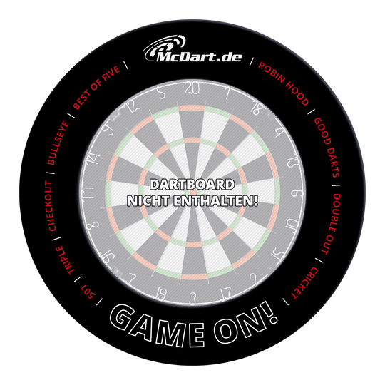 Ein Dartboard-Surround ist auf dem Bild zu sehen. Es bietet Schutz für die Wand beim Dartspielen.