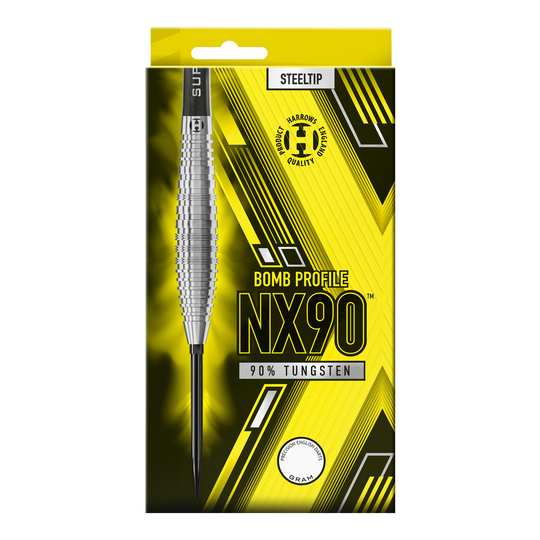 Harrows NX90 Bomb Quick Point Steel Darts Das Bild zeigt die Harrows NX90 Bomb Quick Point Steeldarts. Es handelt sich um hochwertige Steeldarts für das Dartspiel.
