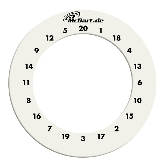 McDart HD Zahlen Surround Das Bild zeigt ein weißes Dartboard-Surround mit Zahlen. Es handelt sich um das Produkt aus dem Dateinamen: DBS-HD-weiss McDart HD Zahlen Surround Weiß.