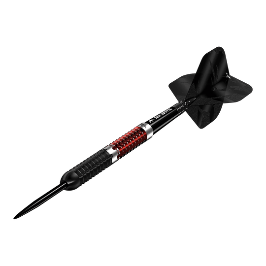 Mission Llew Bevan Black Red Electro Steeldarts - 23g. Moderne Steeldarts in Schwarz und Rot mit 23 Gramm Gewicht.