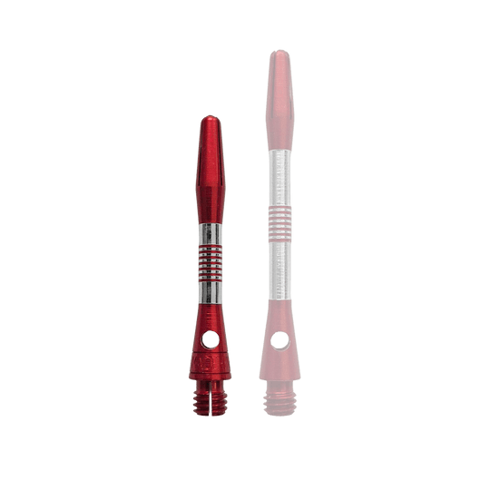 Bulls NL Cetra Aluminum Shafts - Red Bild zeigt rote Aluminium Shafts mit einer Länge von 34 mm. Es handelt sich vermutlich um Zubehör für Darts.