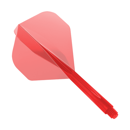 Condor Ax Clear Red Flight System Standard Das Bild zeigt das Produkt "Condor Axe Clear Red Flight-System Standard". Es ist ein rotes, durchsichtiges Dart-Flight-System in Standardform.