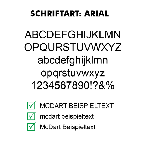 Flightdruck-Schriftart-ArialpJdFk5fkRASvH Flights mit Wunschtext in kräftiger Schrift. Die Flights liegen gestapelt aufeinander.