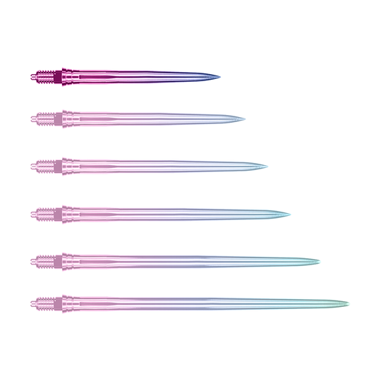 Ein Bild mit dem Dateinamen EVO189_Caliburn_EZ-EVO_Dartspitzen_Smooth_Rainbow_28mm_1. Es zeigt vermutlich Dartspitzen in Regenbogenfarben mit einer Länge von 28 mm.