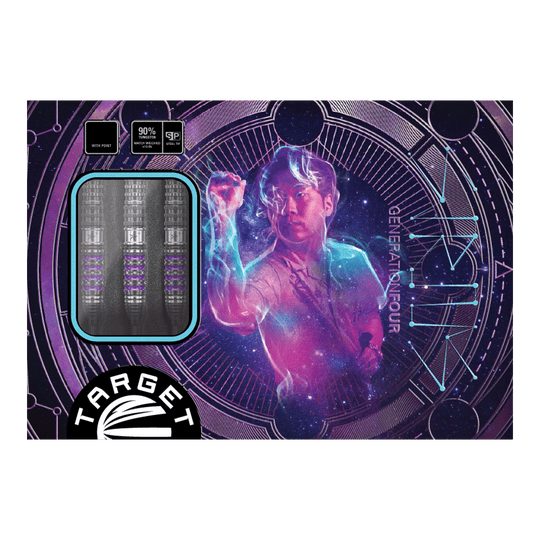 Target Japan Prime Series Sirius GEN4 Swiss Point Steel Darts Die Abbildung zeigt die Verpackung der "Target Japan Prime Series Sirius GEN4 Swiss Point Steeldarts". Auf dem Cover ist ein farbenfrohes, futuristisches Design mit einer Person und drei Darts zu sehen.