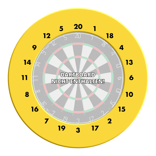 Abgebildet ist ein gelber Dartboard-Zahlensurround mit HD-Zahlenring. Der Dateiname ist MSF-X6G_HD_Zahlen_Dartboard_Surround_EigeneFarben_Gelb_3.