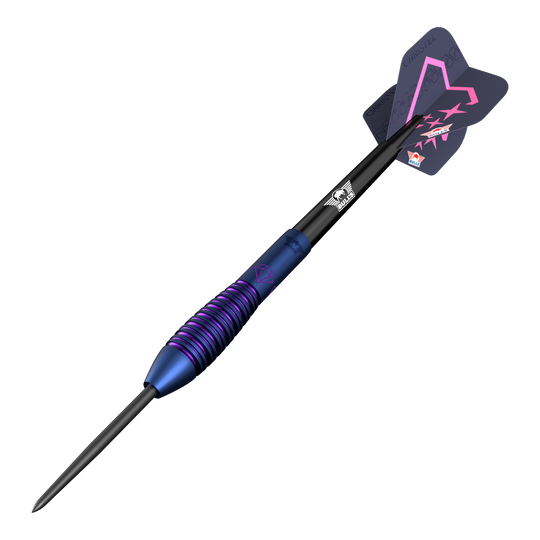 Bulls NL Christel Timmermans Satellite 90 steel darts 25g Das Bild zeigt die Bulls NL Christel Timmermans Satellite 90 Steeldarts 25g. Diese Darts eignen sich besonders für Turnierspieler.