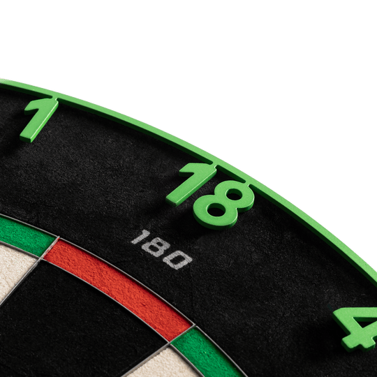 Precise 180 Endorphine Steel Dartboard with Numbered Ring - Emerald Green Das Bild zeigt das Precise 180 Endorphine Steeldartboard mit Nummernring in Emerald Green. Die Abbildung stellt das Produkt in einer klaren Ansicht dar.