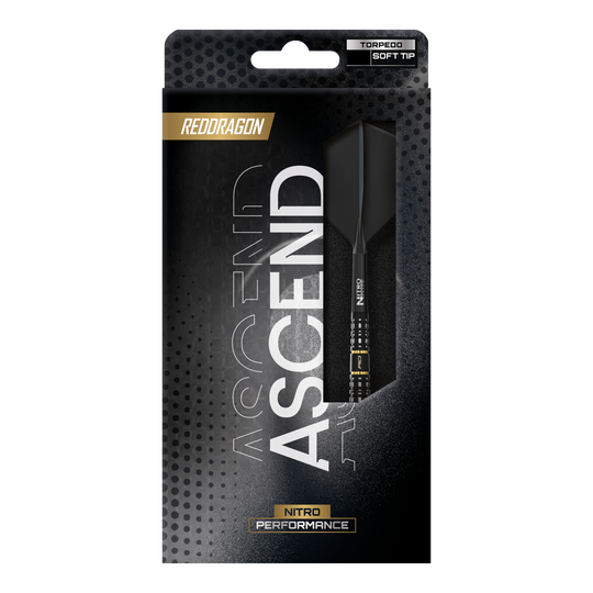 Red Dragon Ascend Torpedo Soft Darts - 22g Dieses Bild zeigt die Red Dragon Ascend Torpedo Softdarts - 22g. Sie sind hochwertige Softdarts für präzises Spiel.