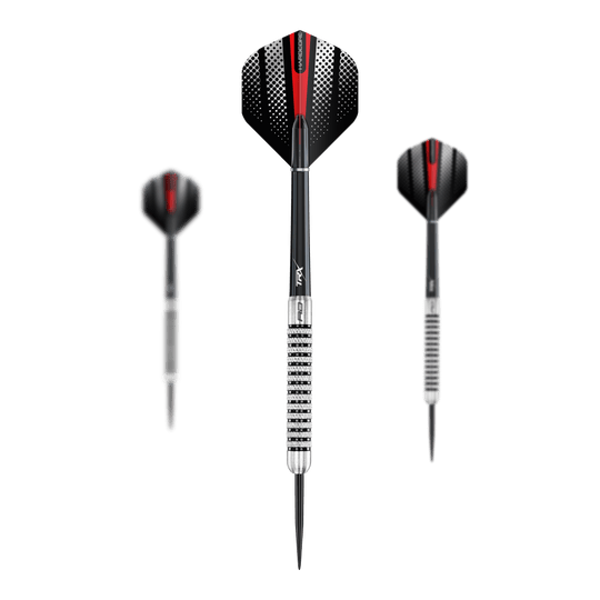 Red Dragon Flightmaster Fury 2 steel darts - 25g Dieses Bild zeigt die Red Dragon Flightmaster Fury 2 Steeldarts mit 25g Gewicht. Die Steeldarts sind ideal für präzises Dartspiel geeignet.