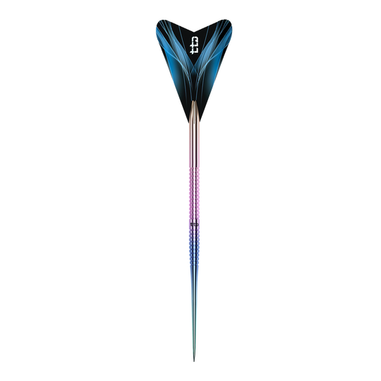 Hier sieht man den Caliburn TTD Complete Titanium T1 Rainbow Steeldarts - 5g. Der Dartpfeil ist besonders durch sein farbenfrohes Aussehen.