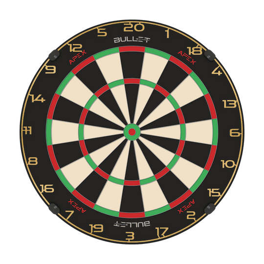 Bullet Dartboard Number Ring Abgebildet ist ein goldener Zahlenring für ein Dartboard. Es wird das Produkt 'BT1000160 Bullet Dartboard Zahlenring Gold 2' dargestellt.