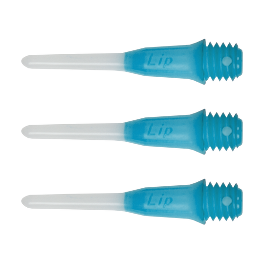 Das Bild zeigt das Produkt 'L-Style Two Tone Short Lippoints Hellblau (30er Pack)'. Es handelt sich wahrscheinlich um ein Set hellblauer Spitzen für Dartpfeile.