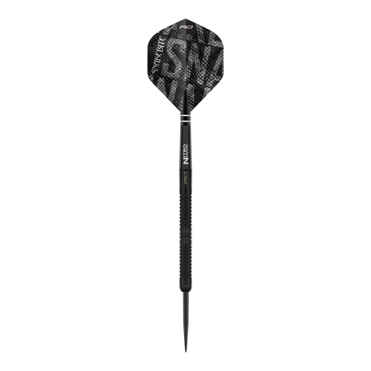 Red Dragon Peter Wright Snakebite Black Mamba Steeldarts, auf dem Bild einzeln dargestellt. Diese Steeldarts sind für präzises Spiel geeignet.