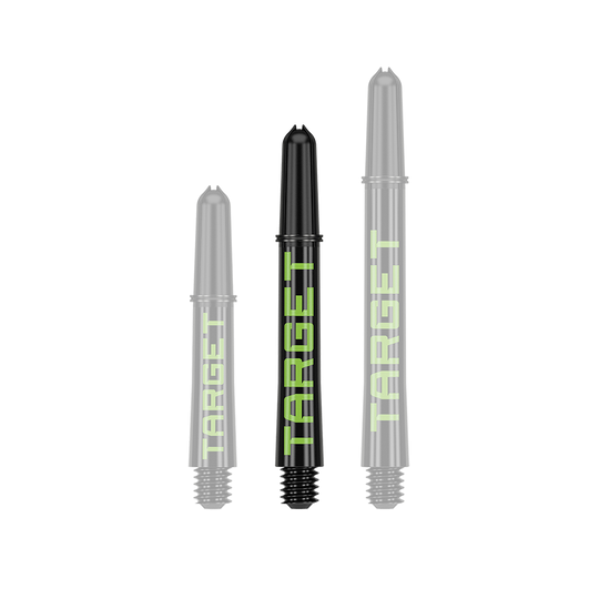 Target Pro Grip TAG Shafts - 3 Sets - Black Green Der einzelne Dart-Schaft besticht durch seine schlanke Form. Die Farbverteilung ist gleichmäßig.