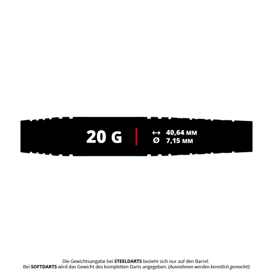 Red Dragon Luke Humphries TX5 Soft Darts - 20g Das Bild zeigt die Red Dragon Luke Humphries TX5 Softdarts - 20g. Diese Darts sind speziell für Softdart-Spiele mit 20 Gramm Gewicht entworfen.