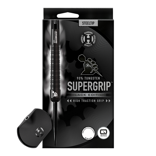 Harrows Supergrip 90 Black Edition Quick Point Steel Darts Harrows Supergrip 90 Black Edition Quick Point Steel Darts