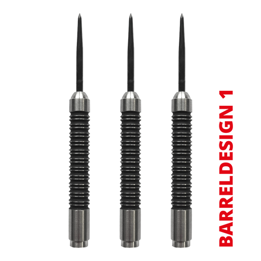 Super Grip 90 % Steeldart Barrels Das Bild zeigt ein Produkt namens MC500_SuperGrip_Steeldart_Barrels_V1. Es handelt sich um ein Bauteil für Steeldarts.