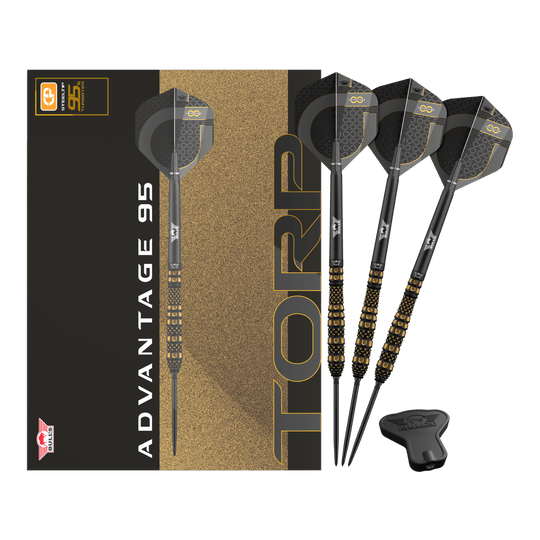 Bulls NL Advantage 95 Torp Convertible Point Steel Darts Abgebildet werden Bulls NL Advantage 95 Torp Convertible Point Steeldarts. Das Set umfasst mehrere Darts.