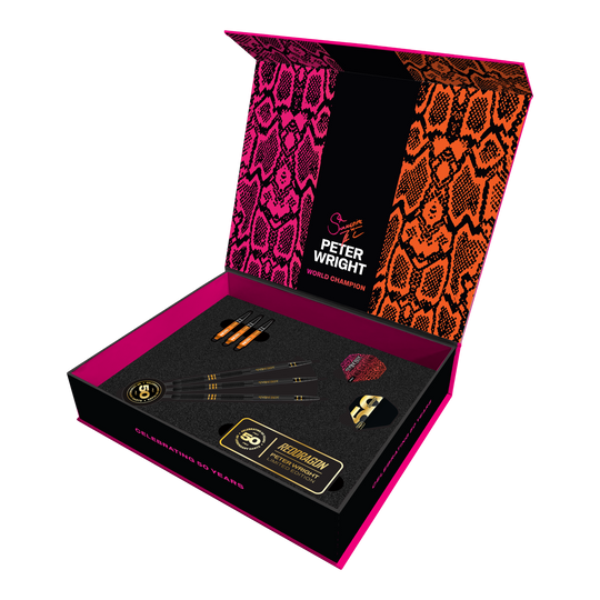 Red Dragon Peter Wright 50 Years Player Limited Edition Steeldarts - 21g Red Dragon Peter Wright 50 Years Player Limited Edition Steeldarts - 21g. Abgebildet ist ein limitierter Dartpfeil speziell für das Jubiläum von Peter Wright.