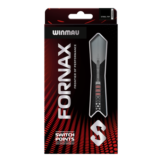 Auf dem Bild sieht man die Winmau Fornax Tapered Switch Point Steeldarts. Sie zeichnen sich durch ihre schlanke und konische Form aus.