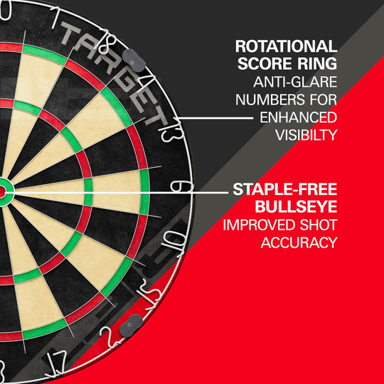 Target Rift steel dartboard set Abgebildet ist das Target Rift Steeldartboard Set. Das Set enthält eine hochwertige Steeldartscheibe.