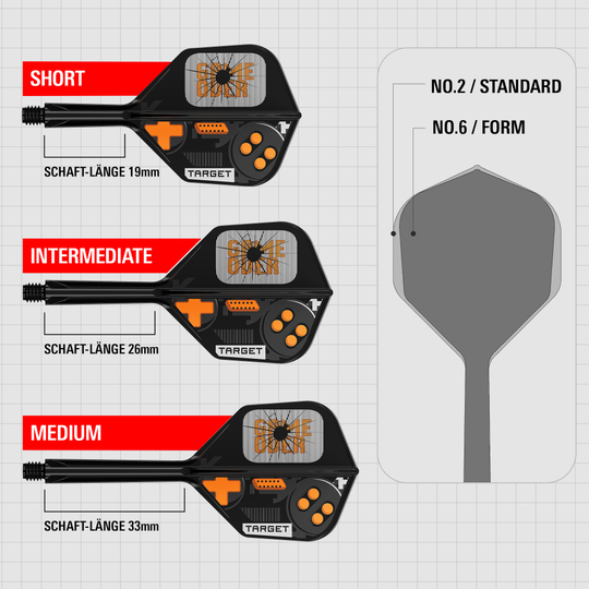 Target K-Flex Game Over No6 Flights Das Bild stellt die Target K-Flex Game Over No6 Flights dar. Diese Flights sind speziell für Darts entwickelt.