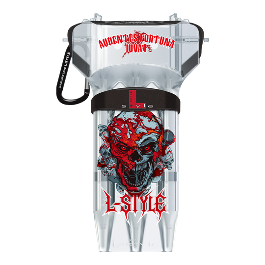 L-Style Krystal One Ryan Searle V4 Clear White dart case Das Bild zeigt das L-Style Krystal One Ryan Searle V4 Clear White Dartcase. Es handelt sich um ein durchsichtiges Dartcase zur sicheren Aufbewahrung von Dartpfeilen.