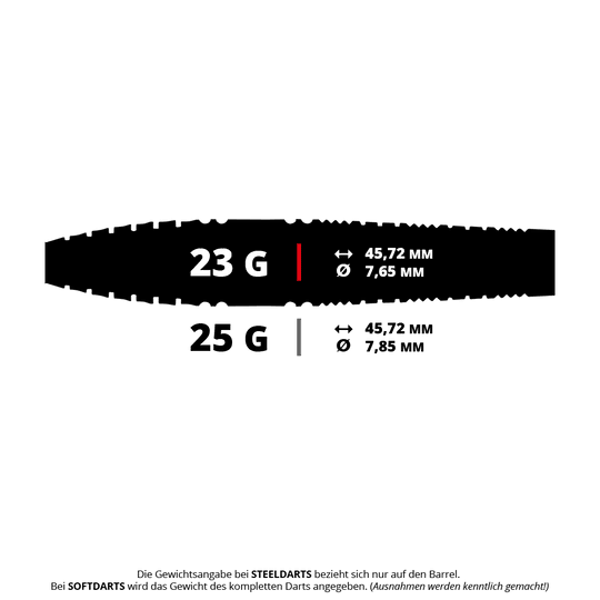 Red Dragon Recon Torpedo Steel Darts Das Bild zeigt einen Red Dragon Recon Torpedo Steeldart mit 23 Gramm. Es handelt sich um einen Wurfpfeil für das Dartspiel.