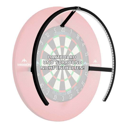 Mission Torus 270 LED Dartboard Lighting - Black Gezeigt wird die Mission Torus 270 LED Dartboard Beleuchtung in Schwarz. Das Produkt liefert helles Licht für das Dartboard.