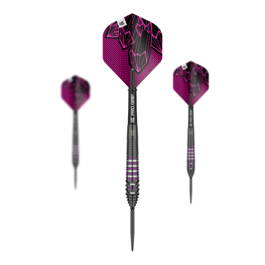 Zu sehen ist das Set der Target Lorraine Winstanley GEN2 Swiss Point Steeldarts - 24g. Es besteht aus mehreren Steeldarts für Dartspieler.