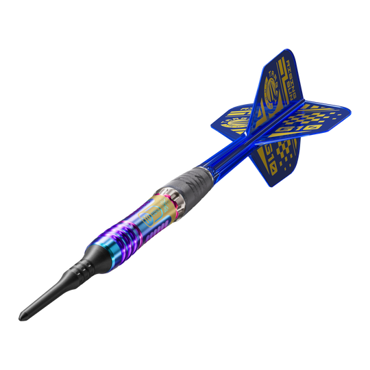 Abgebildet ist der Target Japan Rising Sun GEN10 Softdarts mit 21,5g. Der Dartpfeil zeichnet sich durch sein einzigartiges Design und hochwertige Materialien aus.