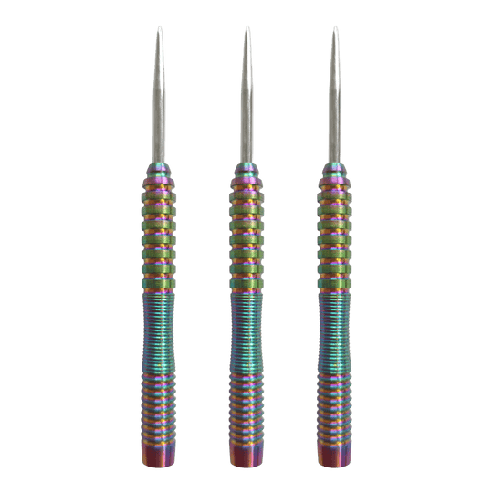 McDart Rainbow 3 steel dart barrels - 22g Hier ist das Produkt McDart Rainbow 3 Steeldart-Barrels - 22g abgebildet. Das Set enthält Steeldart-Barrels im bunten Look.